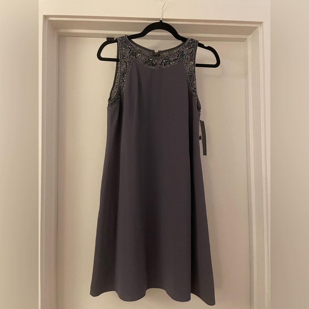 Aidan Mattox gunmetal sleeveless mini dress with sequin detailing
